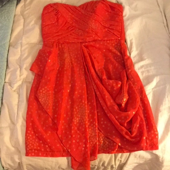 Strapless orange and gold formal dress - Picture 3 of 6
